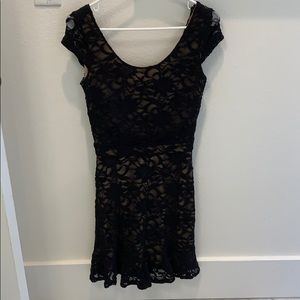 Just Fab black lace dress with nude lining